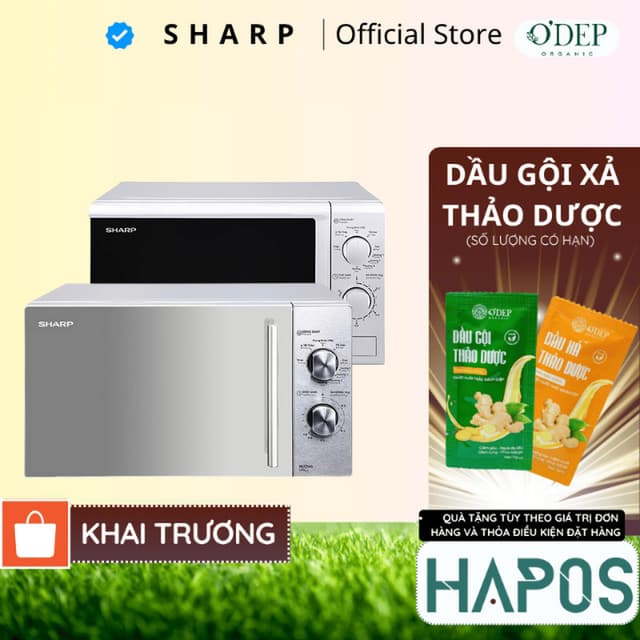 Lò vi sóng có nướng Sharp 20 lít Chính hãng, viba 700W nướng 1000W Microwave núm xoay cơ R-G222VN-S - HAPOS HOF - Ảnh 5