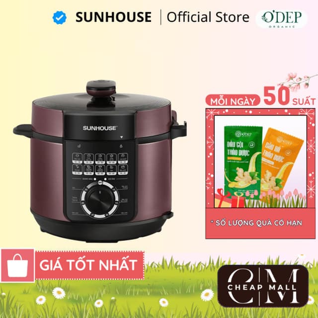 Nồi áp suất điện Sunhouse 6 lít Chính hãng van xả áp an toàn, chống dính dễ vệ sinh SHD1657 - CHEAP CMO - Ảnh 6