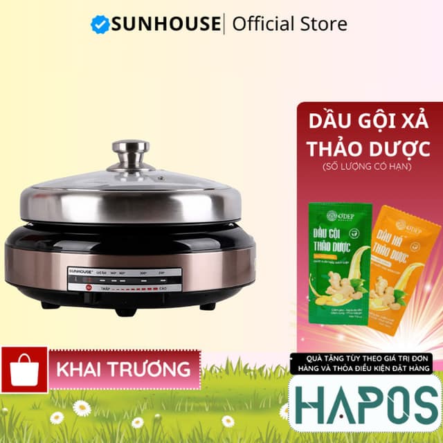 Nồi lẩu điện Sunhouse 4 Lít 1300W Chính hãng, Tặng chảo nướng điện, chống dính đa năng SHD4526 - HAPOS OFFICIAL - Ảnh 6