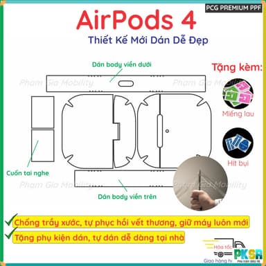So sánh giá Dán PPF Airpods 4 (chống ồn chủ động) loại trong suốt, nhám full body toàn máy, chuẩn xịn chống trầy xước rẻ nhất?
