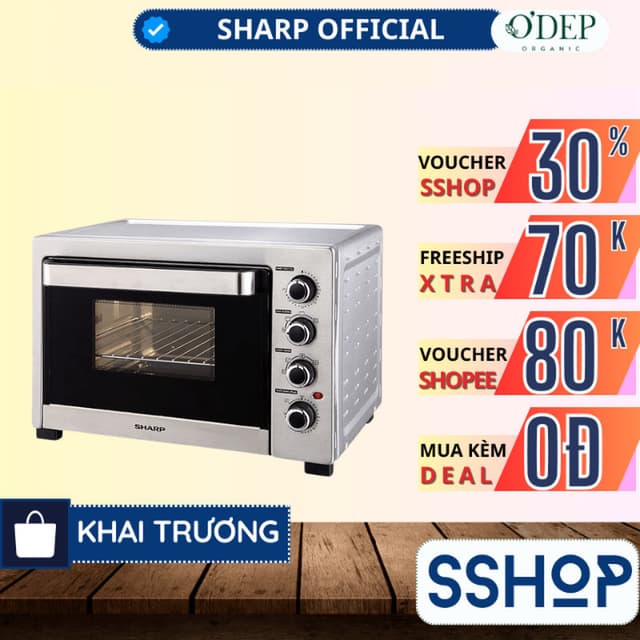 Lò nướng 38 Lít Sharp Chính hãng, Tặng nhiều phụ kiện nướng, 12 chức năng EO-A384RCSV-ST - SSHOP SSO - Ảnh 12