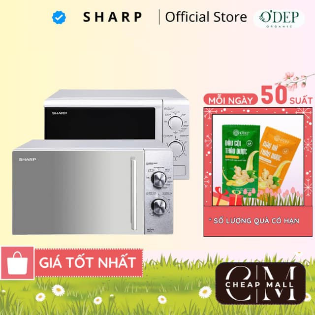 Lò vi sóng có nướng Sharp 20 lít 800W nướng 1000W, Chính hãng rã đông làm chín nhanh R-G222VN-S - CHEAP CMO - Ảnh 3