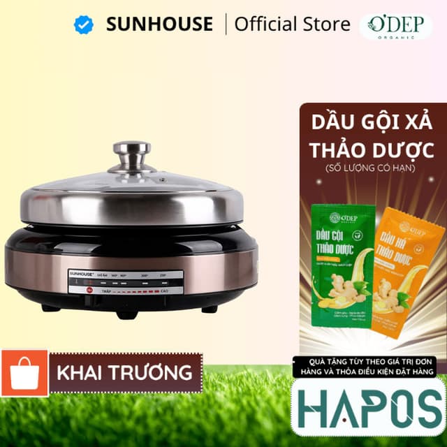 Nồi lẩu điện Sunhouse 4 Lít 1300W Chính hãng, Tặng chảo nướng điện, chống dính đa năng SHD4526 - HAPOS HOF - Ảnh 9