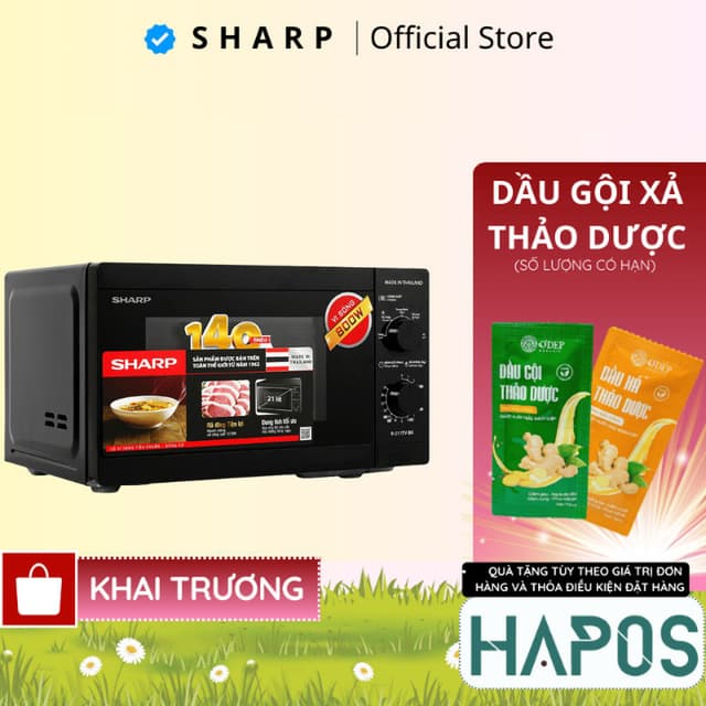 Lò vi sóng cơ Sharp R-211TV-SL/BK 21 lít Chính hãng công suất 800W, 5 mức nhiệt - HAPOS OFFICIAL - Ảnh 5