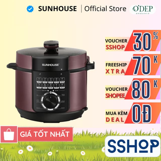 Nồi áp suất điện Sunhouse 6 lít Chính hãng van xả áp an toàn, chống dính dễ vệ sinh SHD1657 - SSHOP SSA - Ảnh 10
