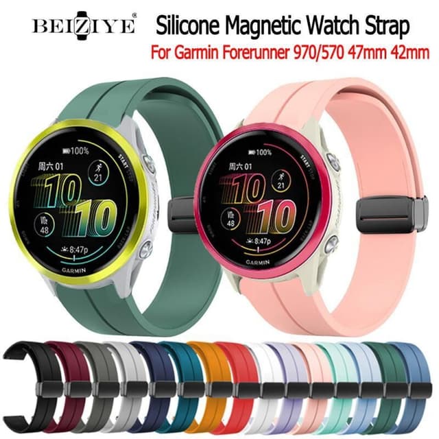Beiziye Dây đeo silicon khóa từ tính cho Garmin Forerunner 970/570 42mm 47mm Dây đeo đồng hồ thông minh Vòng đeo tay thay thế - Ảnh 10