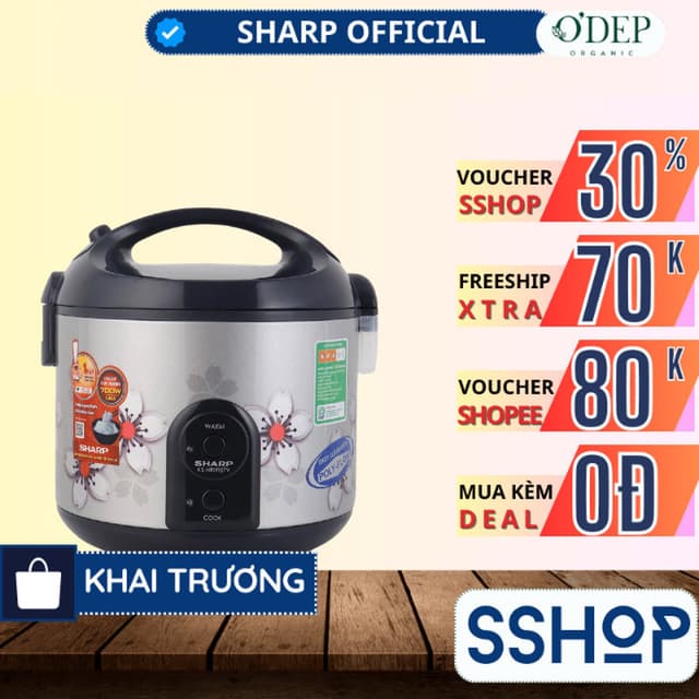Nồi cơm điện 2.2 lít nắp gài Sharp Chính hãng Thái Lan, lòng nồi dày 1.179mm chống dính KS-R231STV - SSHOP SSO - Ảnh 7