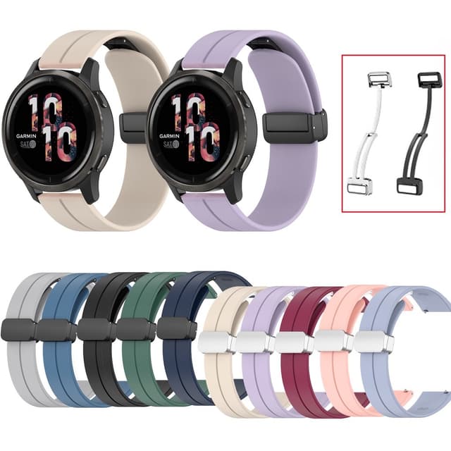 Dây đeo khóa từ tính silicon 18mm 20mm 22mm cho Garmin Venu4 Venu3 Venu2 Venu3s / Vivoactive 3 4 5 3S 4S 40mm 45mm / vivomove 3 3s HR / Venu 2 3 2s 3s 4 45mm 41mm Dây đeo đồng hồ mềm - Ảnh 8