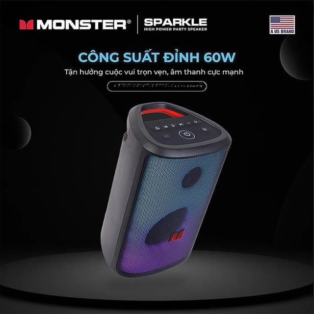 Loa di động Monster Sparkle ( bluetooth 5.3, IPX5, pin 12h ) - Hàng Chính Hãng - Ảnh 3