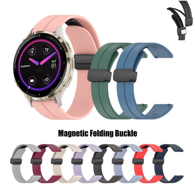 Dây đeo khóa từ tính 18mm Dây đeo silicon cho Garmin Venu 3s 4s 41mm / Venu 2s 40mm / 255S 265S / vivomove 3s / move3S / Vivoactive 4s / Phụ kiện Active S - Ảnh 10
