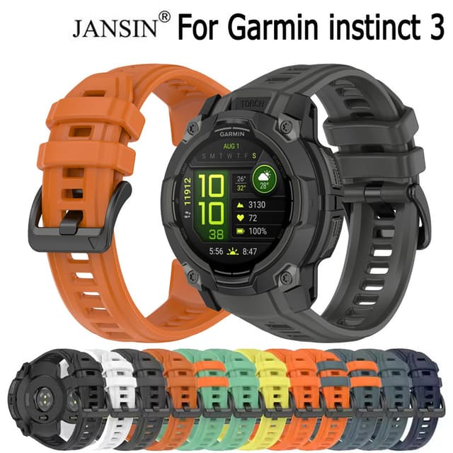 Dây Silicon Cho Garmin Instinct 3 Năng Lượng Mặt Trời 50mm Dây Đeo Đồng Hồ Thể Thao Cho Instinct3 50mm Không Khoảng Cách Vòng Tay Dây Đeo Tay 26mm - Ảnh 1