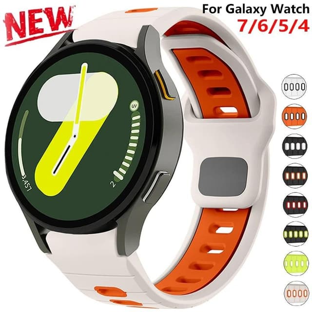 Dây đeo silicon hai tông màu Tương thích cho Samsung Galaxy Watch7 6 5 4 40mm 44mm Galaxy Watch 6class 43mm 47mm 5Pro 45mm Watch 4Classi 42mm 46mm - Ảnh 11