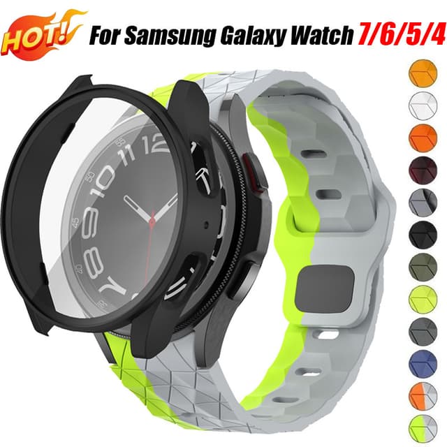 Ốp lưng PC phủ đầy đủ + dây đeo silicon tương thích cho Samsung Galaxy Watch7 40mm 44mm dây đeo silicon mềm Watch6 5 4 40mm 44mm - Ảnh 9