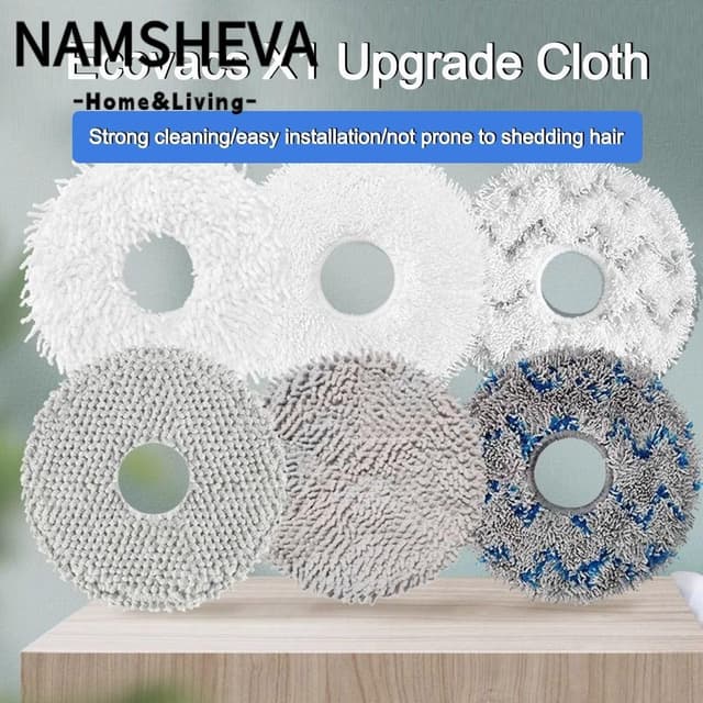 NAMSHEVA 3 chiếc Robot làm sạch giẻ lau nhà, Vải lau nhà thấm nước có thể tái sử dụng, Phụ kiện lau bụi có thể giặt được cho Ecovacs X1 omni / turbo / T10 omni / turbo T20 / T20 - Ảnh 9