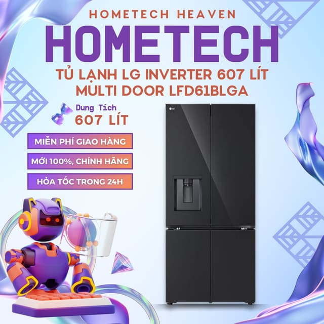 [GIAO LẮP MIỄN PHÍ] LFD61BLGA - Tủ lạnh LG Inverter 607 lít Multi Door LFD61BLGA - Hàng Chính Hãng, Mới 100% - Ảnh 8