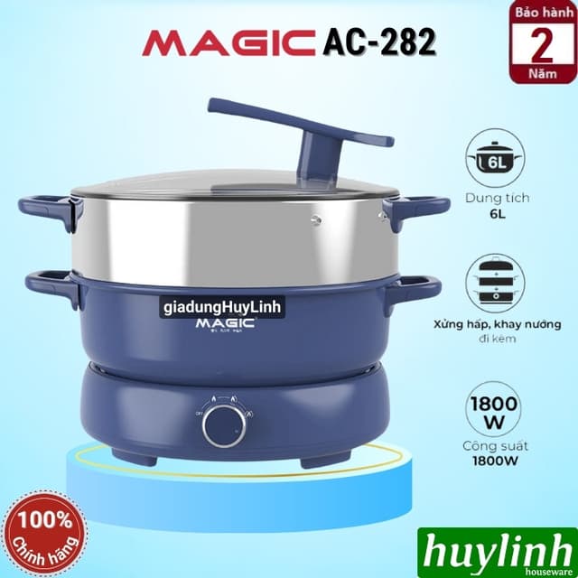 Nồi lẩu hấp điện thuỷ nhiệt Magic ECO AC-282 - 6 lít - 1800W - Ảnh 2