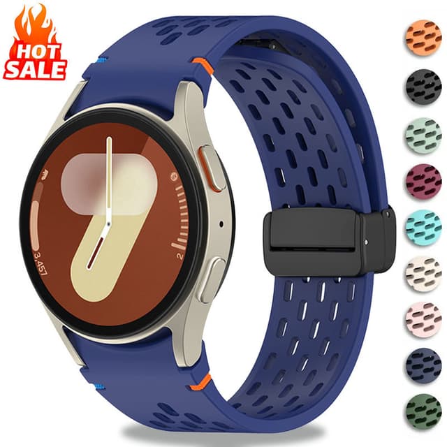 Dây đeo silicon Tương thích cho Samsung Galaxy Watch 7 6 5 4 FE 40mm 44mm / 6 Classic / 5Pro Dây đeo khóa từ tính Không có khoảng cách Vòng đeo tay Galaxy Watch7 - Ảnh 4