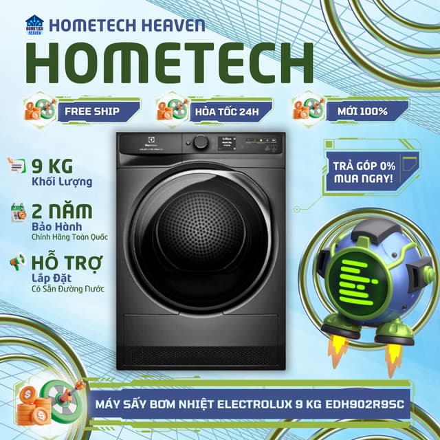 [GIAO LẮP MIỄN PHÍ] EDH902R9SC - Máy sấy bơm nhiệt Electrolux UltimateCare 9 kg EDH902R9SC - Hàng Chính Hãng, Mới 100% - Ảnh 6