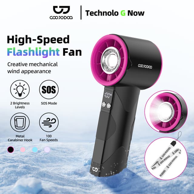 Quạt đa chức năng tốc độ cao Goojodoq 4000mah 10X có đèn pin LED, màn hình kỹ thuật số và móc treo - Ảnh 10