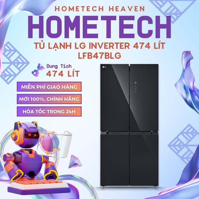 [GIAO LẮP MIỄN PHÍ] LFB47BLG - Tủ lạnh LG Inverter 474 lít Multi Door LFB47BLG - Hàng Chính Hãng, Mới 100% - Ảnh 8