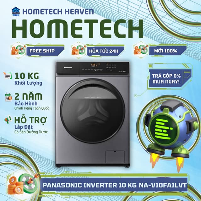 [GIAO LẮP MIỄN PHÍ] NA-V10FA1LVT Máy giặt Panasonic NA-V10FA1LVT Inverter 10 Kg cửa ngang - Hàng Chính Hãng, Mới 100% - Ảnh 6