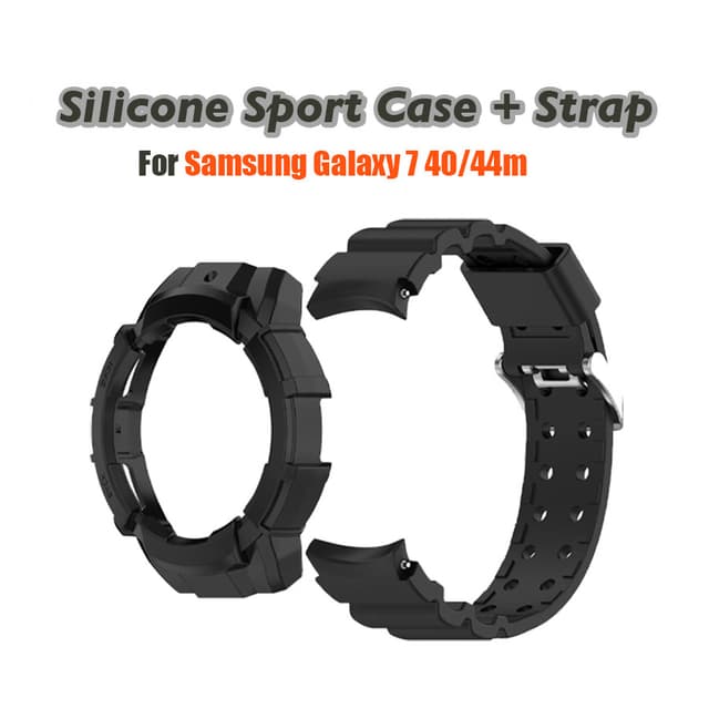 Ốp Lưng Silicon + Dây Đeo Cho Samsung Galaxy Watch 7 fit Watch7 40mm 44mm Armor Vỏ Bảo Vệ Dây Đeo Đồng Hồ 2 Trong 1 - Ảnh 12