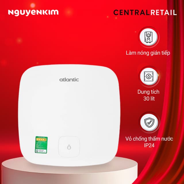 Máy nước nóng gián tiếp Atlantic 30 lít SWH 30A M-N0 Ami Square - 831261 - Ảnh 3