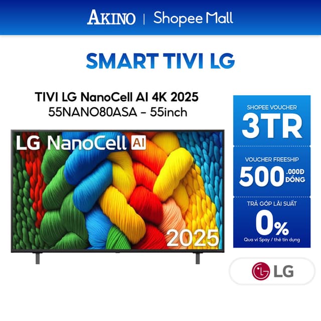 Smart Tivi NanoCell LG AI 4K 55 inch 55NANO80ASA - Miễn phí giao hàng - Ảnh 1