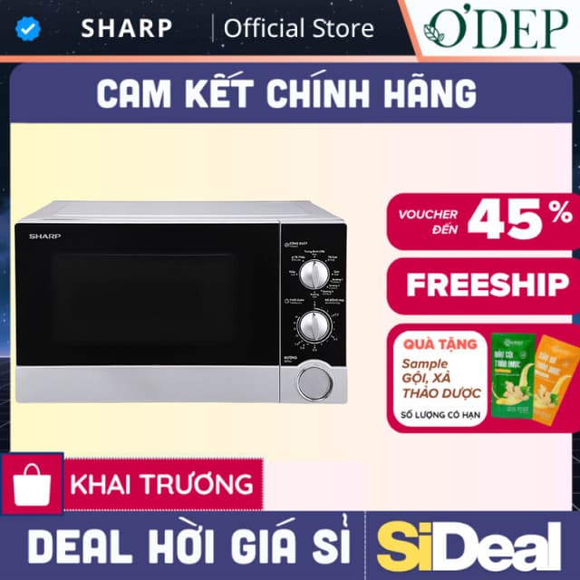 Lò vi sóng Sharp có nướng 20 lít Chính hãng 1000W R-G222VN-S - Bảo hành chính hãng - SIDEAL SIL - Ảnh 6