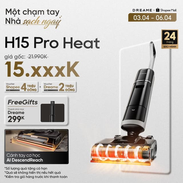 Dreame  H15 Pro Heat/H15 Pro/H15 Pro FoamWash/ H16 Pro Steam Máy hút bụi lau sàn không dây | Giặt nóng - Ảnh 10