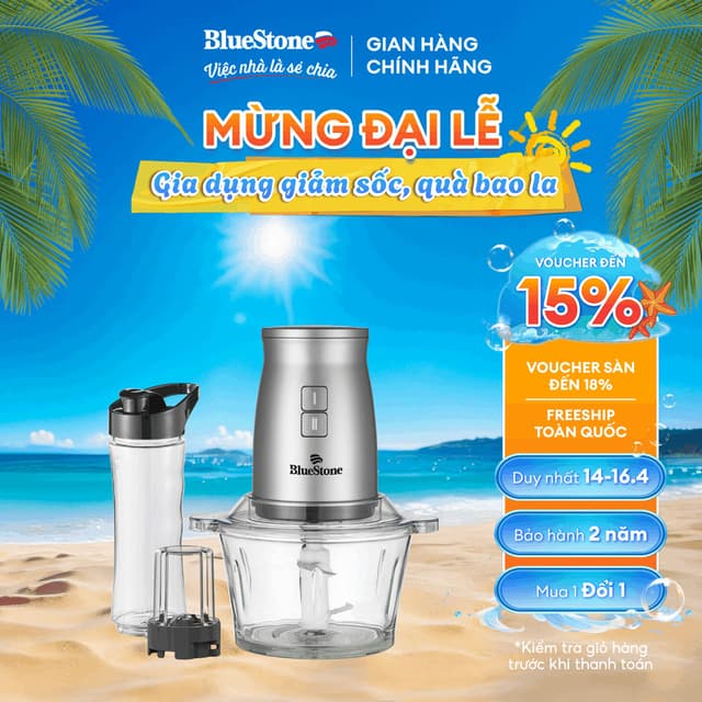 [BlueStone] Máy Xay Đa Năng BlueStone BLB-5348 - 2 Lít - 500W - xay thịt, sinh tố, gia vị, đánh trứng, bóc tỏi - Ảnh 5