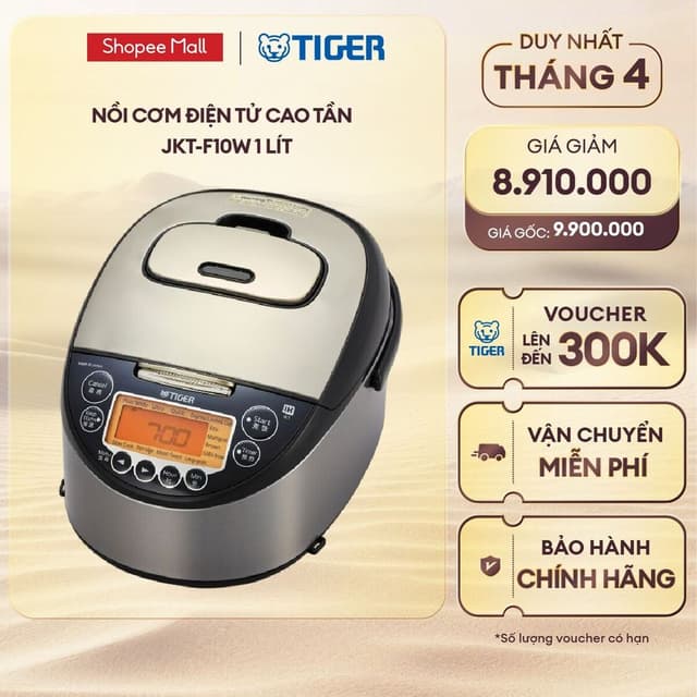 Nồi Cơm Điện Tử Cao Tần Tiger JKT-F10W 1 lít - Hàng chính hãng - Ảnh 9