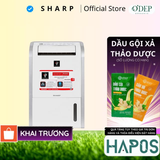 Máy lọc không khí và hút ẩm Sharp DW-D20A-W (50m²/20lít) 270W - Hút ẩm 20L/ngày, Sấy khô quần áo - HAPOS HSA - Ảnh 6
