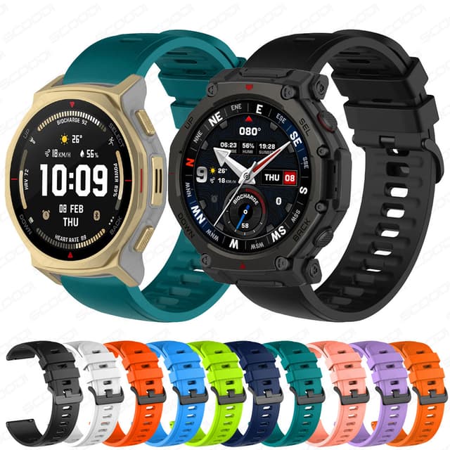Dây đeo silicon cho Amazfit T-Rex 3 Pro 44mm / 48mm Dây đeo đồng hồ Vòng đeo tay Dây mềm Phụ kiện dây đeo cổ tay - Ảnh 11