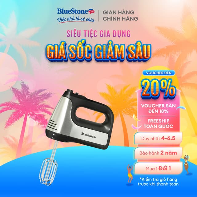 Máy Đánh Trứng BlueStone HMB-6336 400W - 5 Tốc Độ, Đánh Bột & Trứng Mạnh Mẽ - Bảo Hành 2 Năm - Ảnh 2