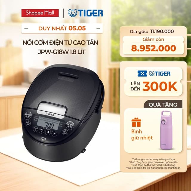 Nồi Cơm Điện Tử Cao Tần Tiger JPW-G18W 1.8 lít - Hàng chính hãng - Ảnh 6