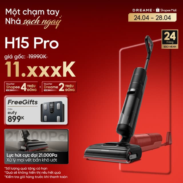 Dreame H15 Pro Máy hút bụi lau sàn không dây | Giặt nóng | BH 24 tháng - Ảnh 10