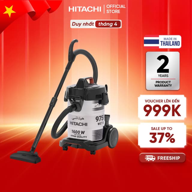 Máy hút bụi công nghiệp Hitachi công suất 1600W CV-975PW, dung tích chứa bụi 25L- Bảo hành 24 tháng - Ảnh 6