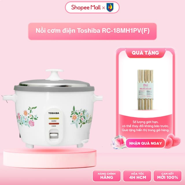 Nồi cơm điện Toshiba RC-18MH1PV(F) - 1.8 Lít - Nắp rời - Công nghệ nhiệt 1D - Hàng chính hãng - Ảnh 4