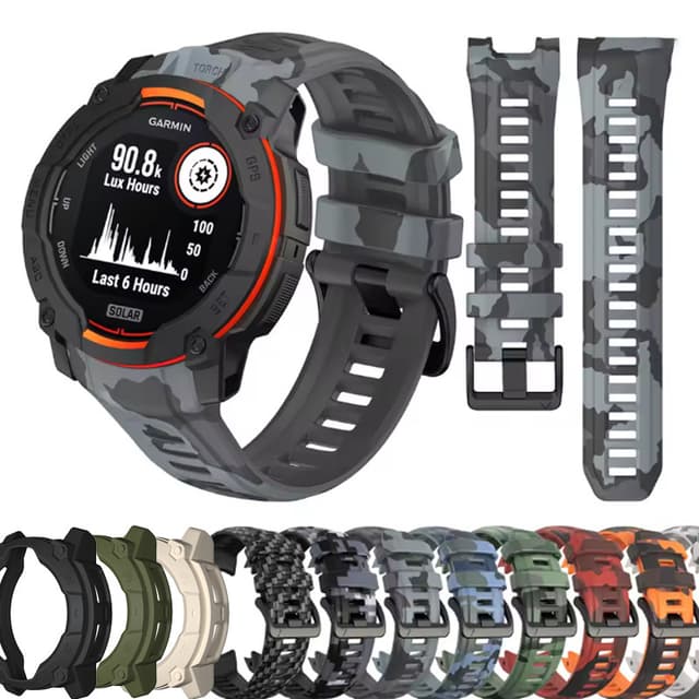 Dây đeo silicon in hình ngụy trang cho Garmin Instinct 3 45mm 50mm Dây đeo ngụy trang thân thiện với môi trường cho Garmin Instinct 3 Vỏ bảo vệ chống trầy xước - Ảnh 3