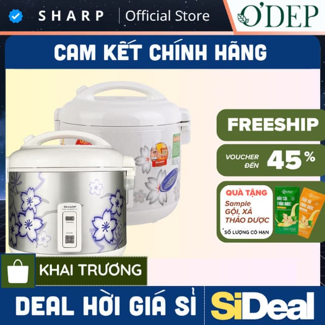 Nồi cơm điện nắp gài 1.8 lít Sharp Chính hãng, có khay hứng nước Sản xuất Thái Lan KS-N182ETV "SW" - SIDEAL SIO - Ảnh 6