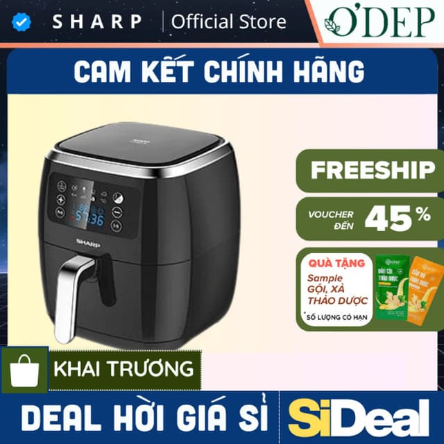 Nồi chiên không dầu Sharp KF-AF68EPV-BK Dung tích 6.8 lít - Bảo hành 12 tháng chính hãng - SIDEAL SIO - Ảnh 4