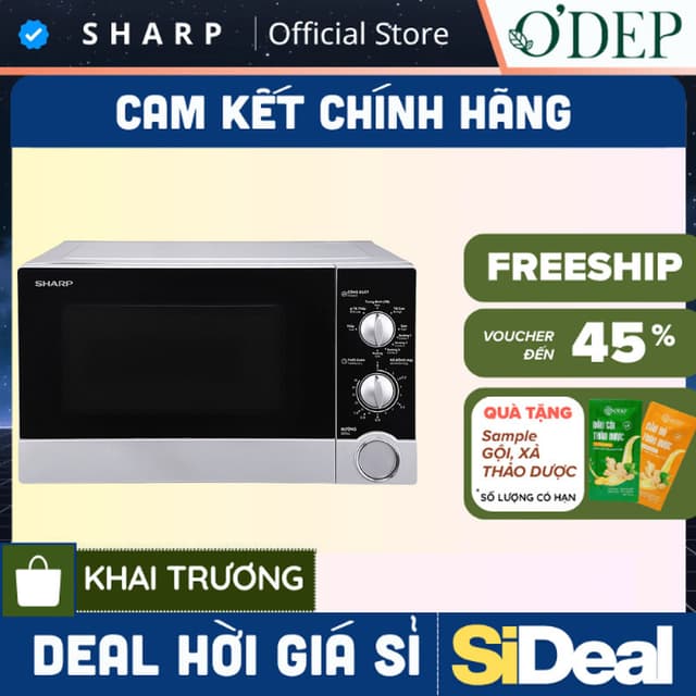 Lò vi sóng có nướng Sharp 23 lít Chính hãng công suất 800-1000W R-G302VN-S - BẢO HÀNH 15 THÁNG - SIDEAL SIO - Ảnh 7