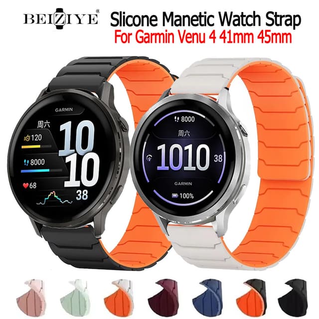 Beiziye Dây đeo silicon từ tính đồng hồ thông minh cho Garmin Venu 4 41mm 45mm Dây đeo silicon thể thao - Ảnh 10