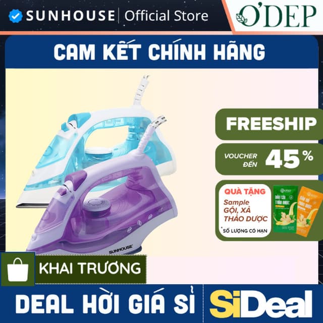 Bàn ủi hơi nước Sunhouse mini cầm tay 1600W Chính hãng, 5 chế độ mặt bàn là chống dính SHD2065 - SIDEAL SIO - Ảnh 4