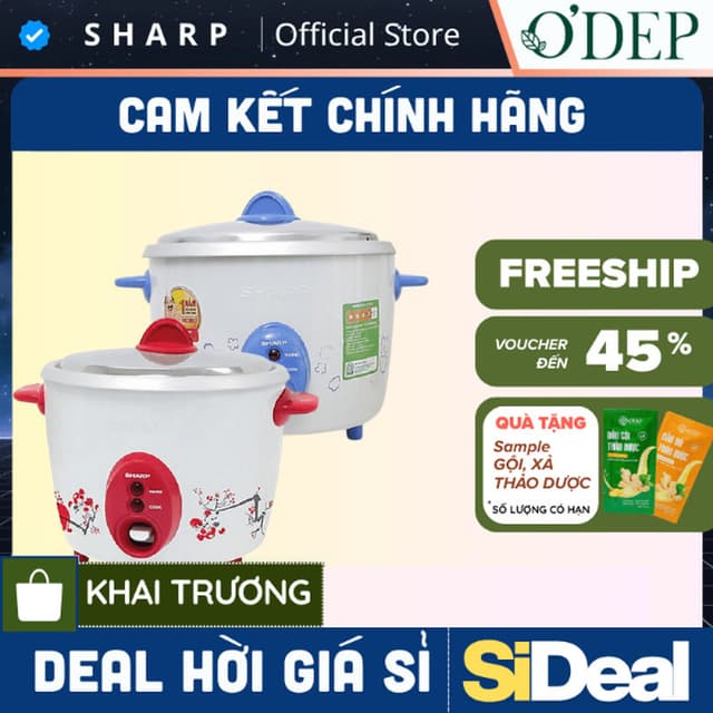 Nồi cơm nắp rời Sharp 1.8 Lít có xửng hấp 700W KSH-D19V - Không chống dính - Màu ngẫu nhiên - SIDEAL SIO - Ảnh 12