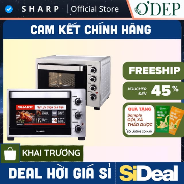 Lò nướng Sharp 32 Lít Chính hãng, Tặng nhiều phụ kiện nướng, 5 chức năng EO-A323RCSV-ST - SIDEAL SIO - Ảnh 9