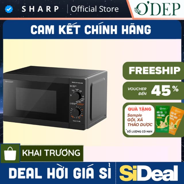 Lò vi sóng cơ có nướng Sharp R-G211TV-SL/BK 21 lít Chính hãng, Công Suất 800W, 3 Chức năng kết hợp - SIDEAL SIO - Ảnh 9
