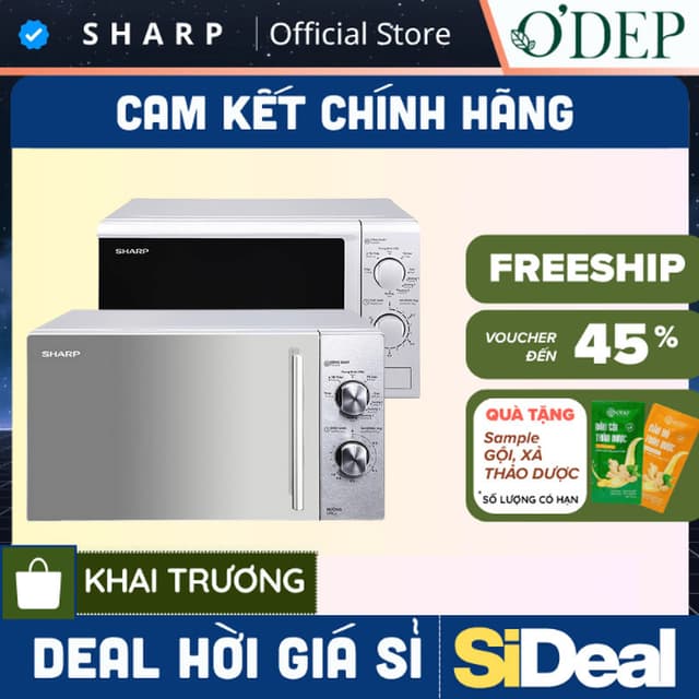 Lò vi sóng có nướng Sharp 20 lít 800W nướng 1000W, Chính hãng rã đông làm chín nhanh R-G222VN-S - SIDEAL SIO - Ảnh 6
