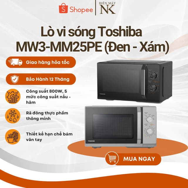 [MỚI] Lò vi sóng Toshiba 25 lít MW3-MM25PE(BK) Đen | MW3-MM25PE(SV) Xám - Bảo Hành 12 Tháng - Ảnh 12
